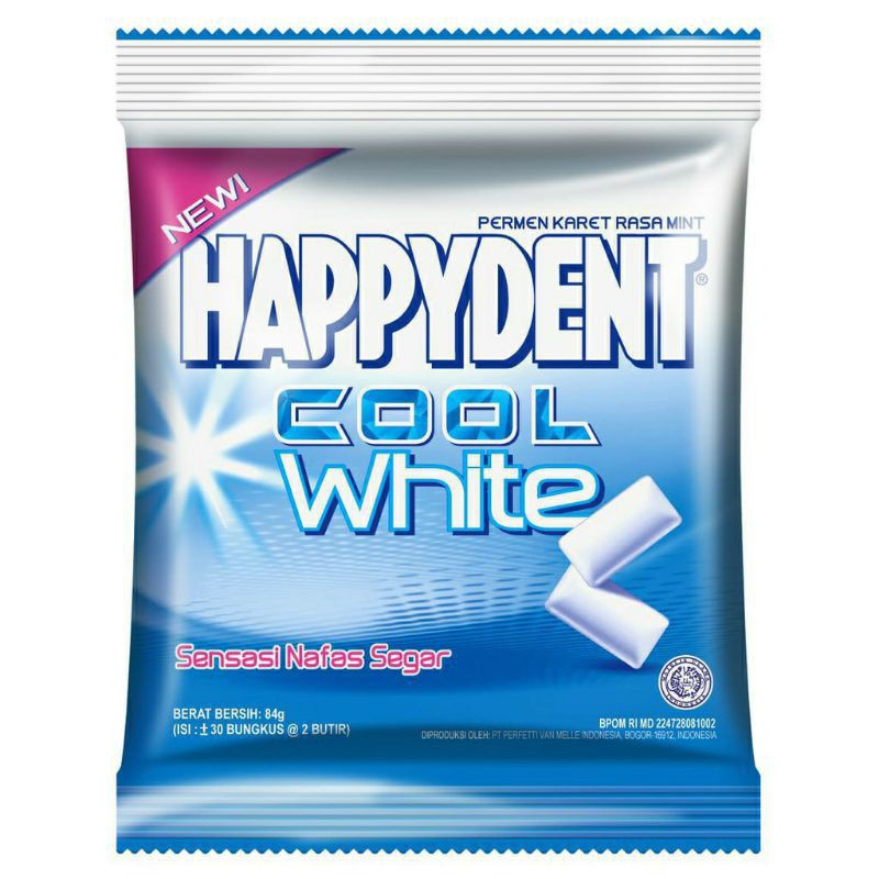 

Happydent cool white permen rasa mint 84 gram