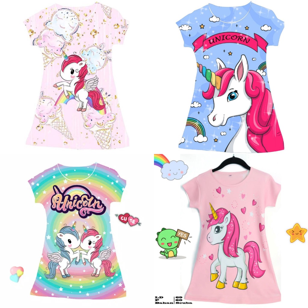 Dress anak scuba anak / dress scuba anak motif kuda poni / baju anak kuda poni / daster anak terlari