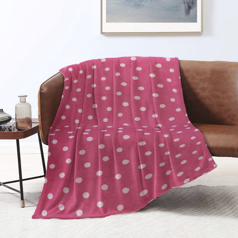 King Rabbit Thermal Blanket Selimut Fleece,Motif Dot Pink