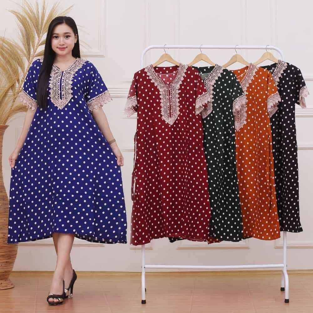 DASTER RENDA ARAB BUSUI / Daster Katun Jumbo Motif Polkadot / Baju Tidur Arabian Murah