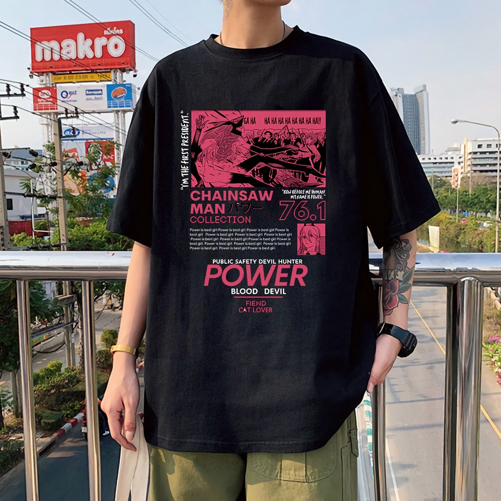 Tshirt Power Blood Devil Anime Manga Kaos Pochita Chainsaw Man Premium Unisex