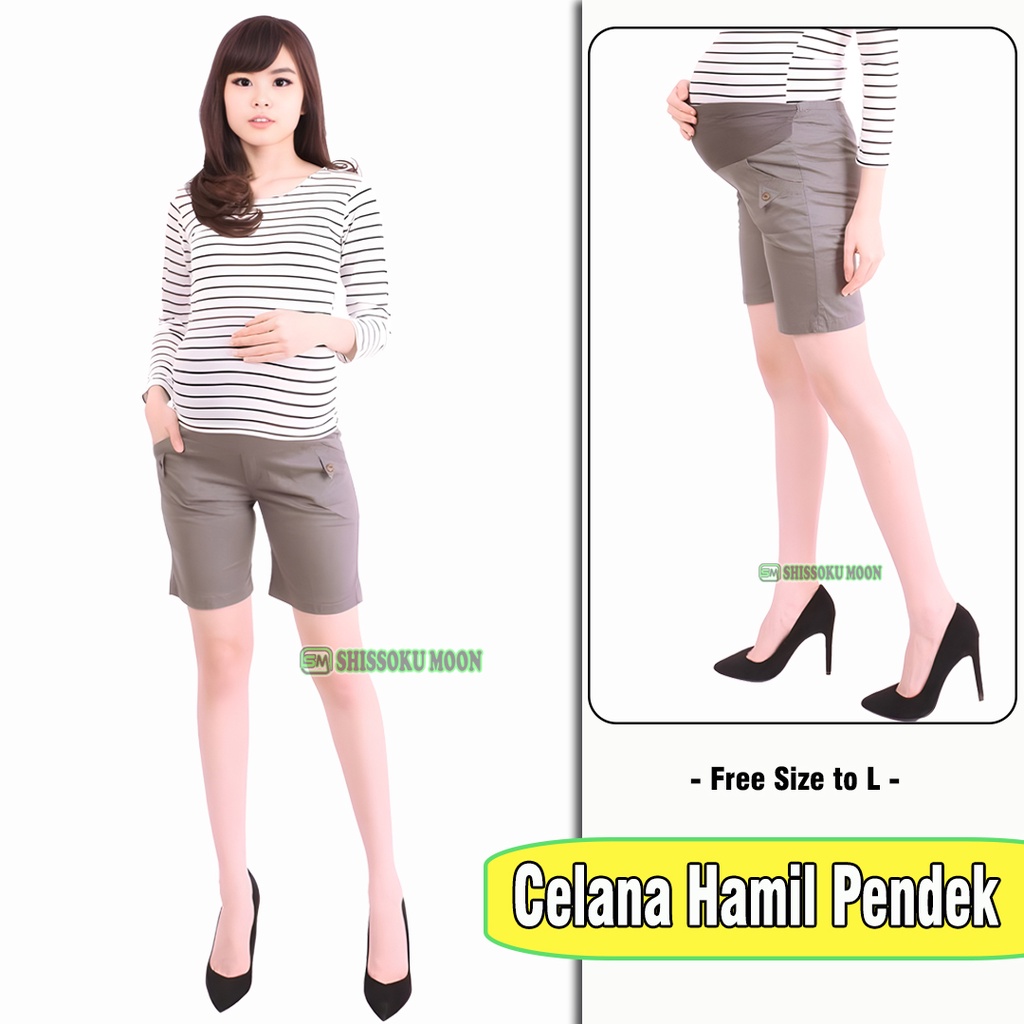 Celana Hamil Pendek - Maternity Short Pants Model Casual Bahan Twill Stretch Tebal