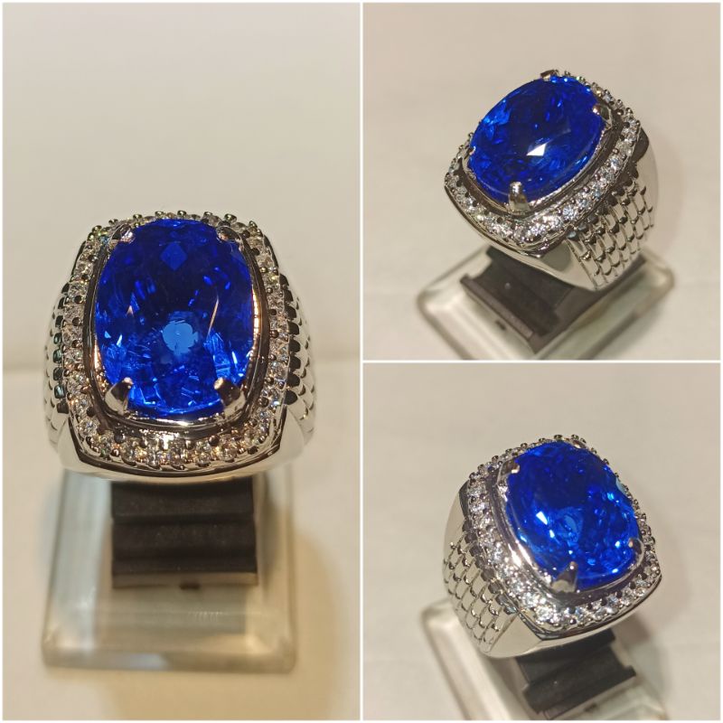 CINCIN/EMBAN/RING BATU BLUE KASMIR NATURAL HIDRO CUTTING