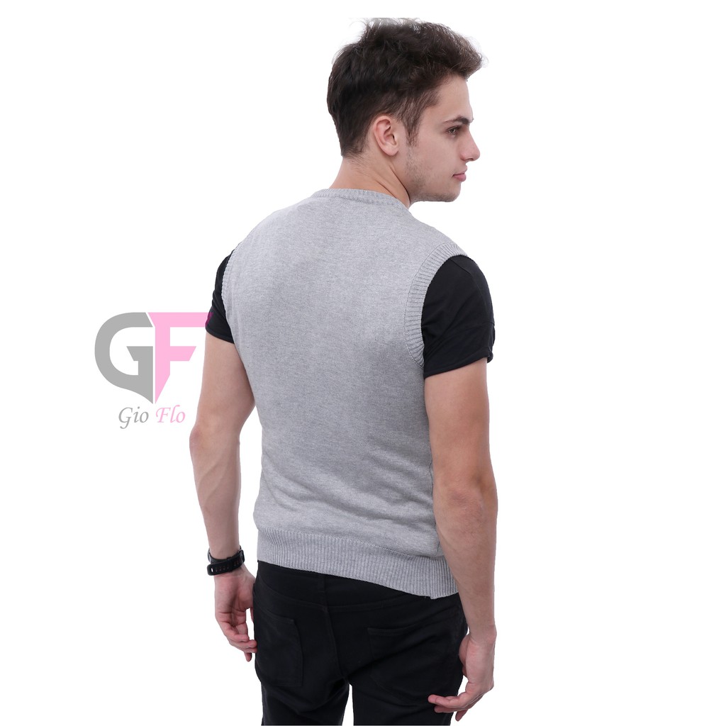 GIOFLO Pakaian Luar Pria Waistcoat Rompi Causal Pria Abu Muda / ROM 303