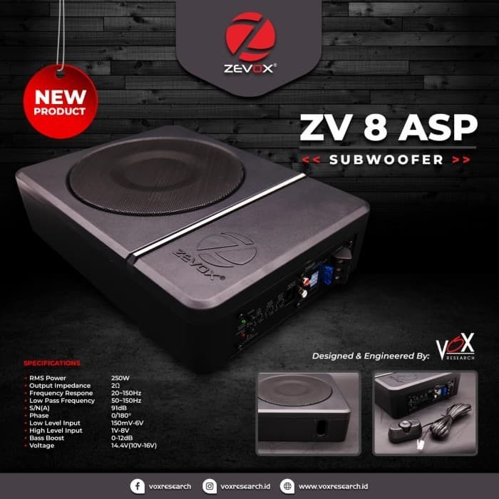 Subwoofer Kolong Zevox ZV 8 ASP By Vox Research 8inc