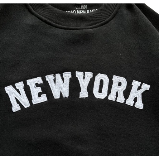 Jaket Sweater Crewneck NY EMBROIDERY – Black Edition Fashion Trendy Casual Pria Good Brand Quality S