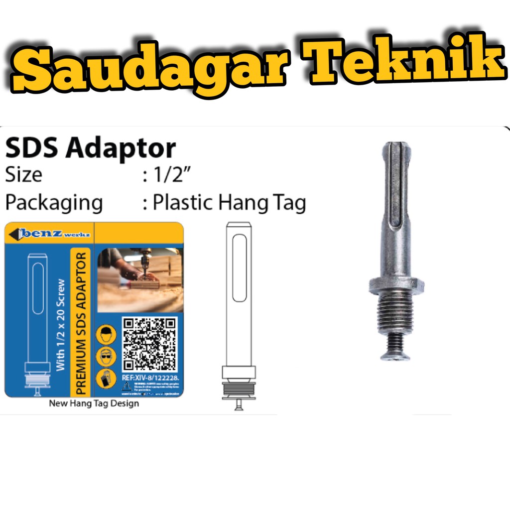 Adaptor sds plus - Sambungan Kepala bor ceklok rotary hammer 1/2X20