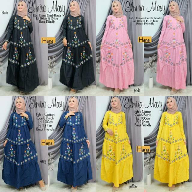 Elmira maxy by hana | gamis busui bunga | elmira dress | gamis elmira | gamis jumbo | dress jumbo