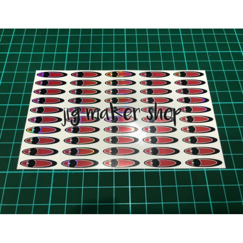 sticker mata ikan 2D hologram, SFC tipis, isi 50pcs