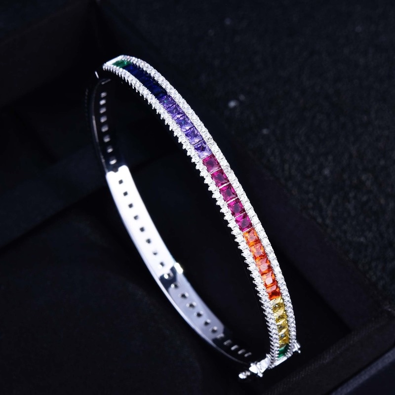 Light Luxury Color Double-Sided Inlaid High Carbon Diamond Zircon Buckle Bracelet