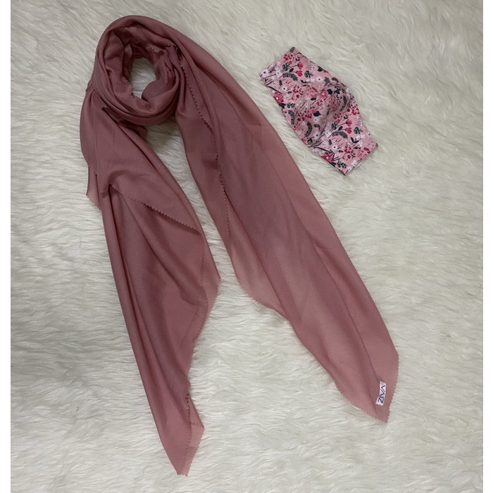 Ziva set hijab voal ultrafine dan masker kain motif F3
