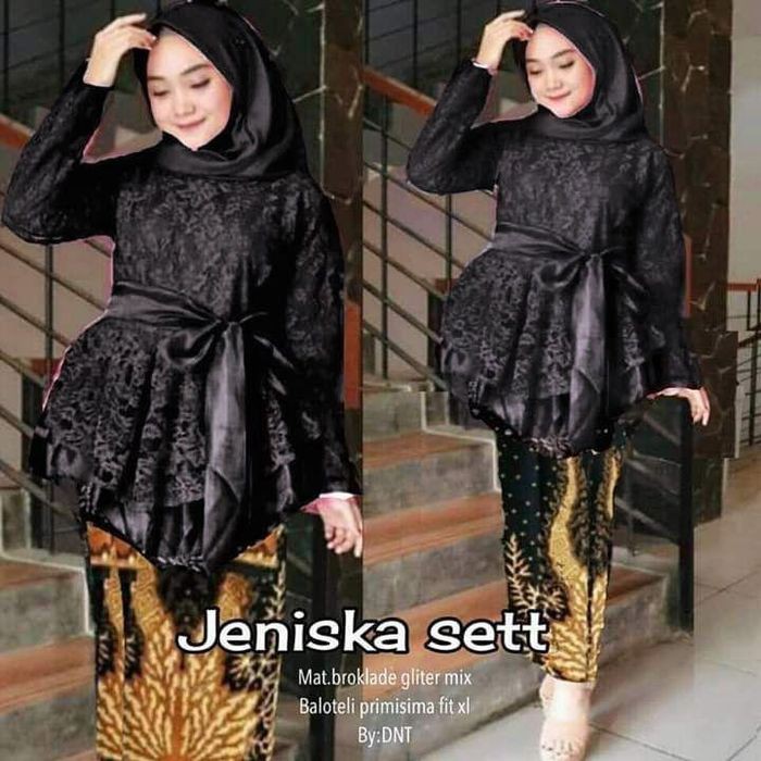 SETELAN JENISKA BROKAT BAJU  BATIK  WANITA BROKAT BLOS ROK  