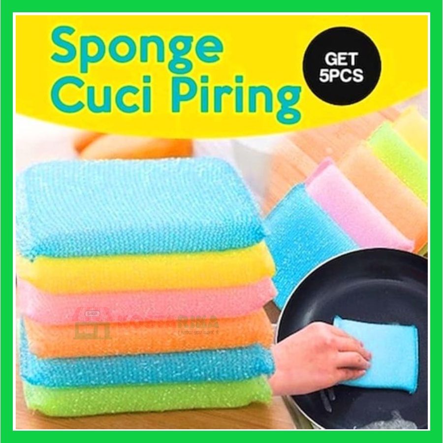 KOSTARIKA Spon Busa Cuci Piring Panci GOOD WIFE Serbaguna Set 5 Pcs Warna Campur Spons Cuci Piring Sponge Busa Dapur