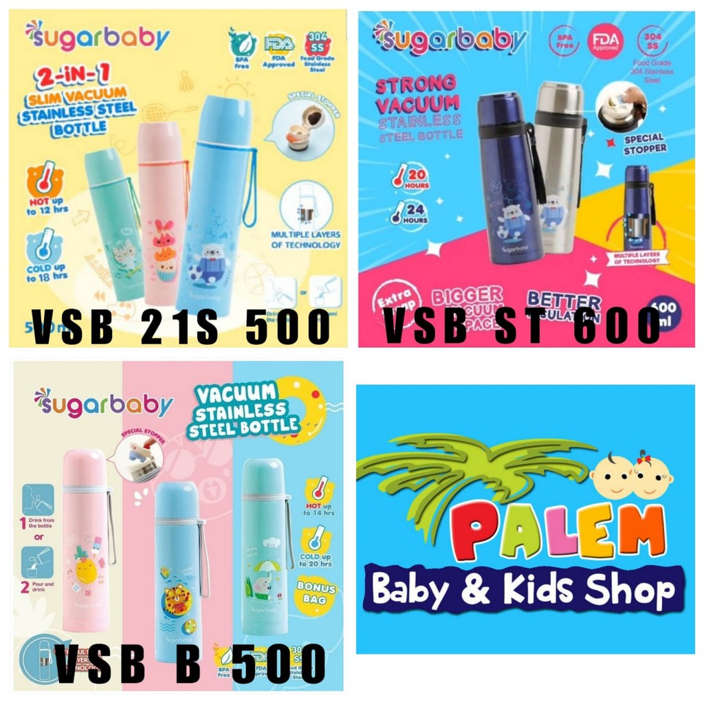 Sugar Baby Vacuum Stainless Steel Bottle | Termos Air Panas 600ML dan 500ml