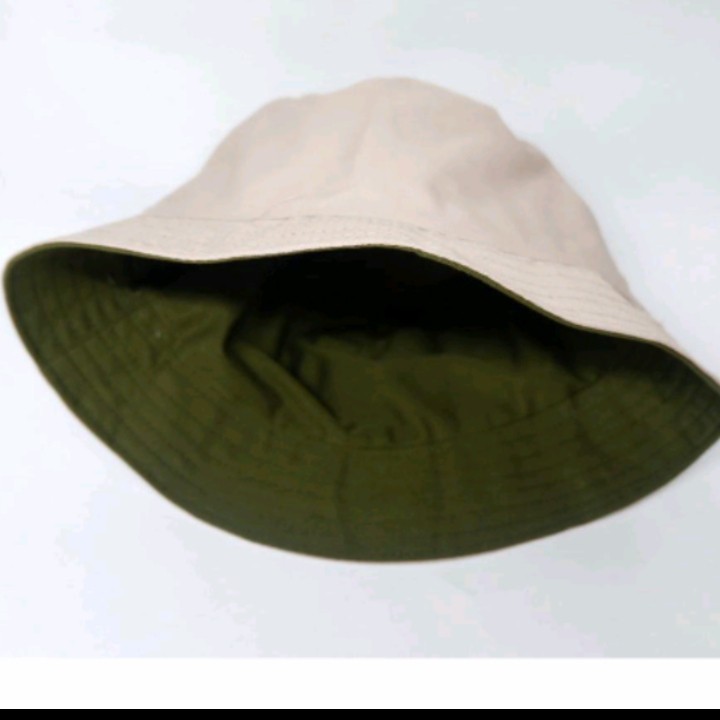 Topi Bucket Bulak Balik / Bahan Dobel Bisa Bolak-Balik-Krem - Army