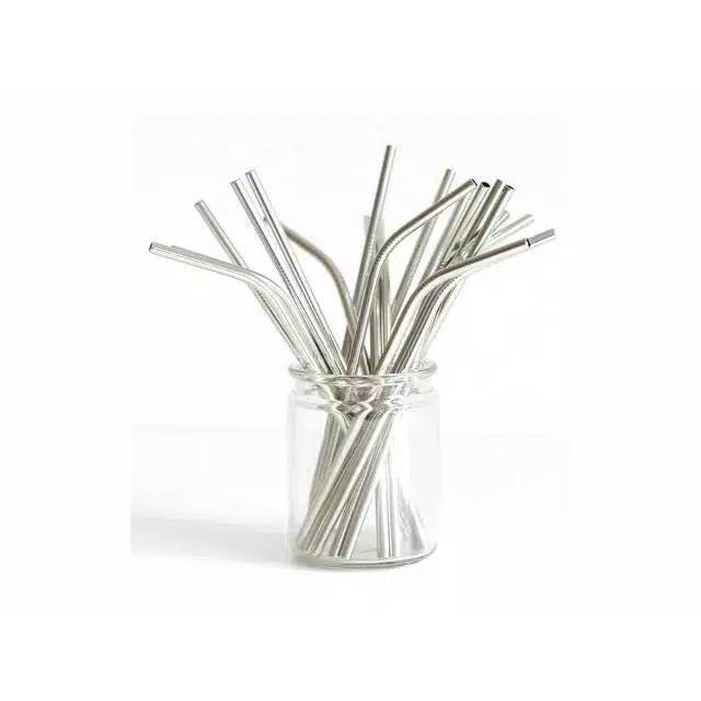 ~ PIYOSHI08 ~ Sedotan Stainless Straw Bengkok Stain Less Lurus Murah Aman PD42