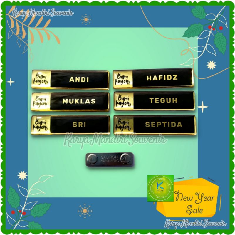 

Nametag Nama Dada Kuningan Resin Etching Grafir | Custom Nama & Desain Logo Sesuai Permintaan