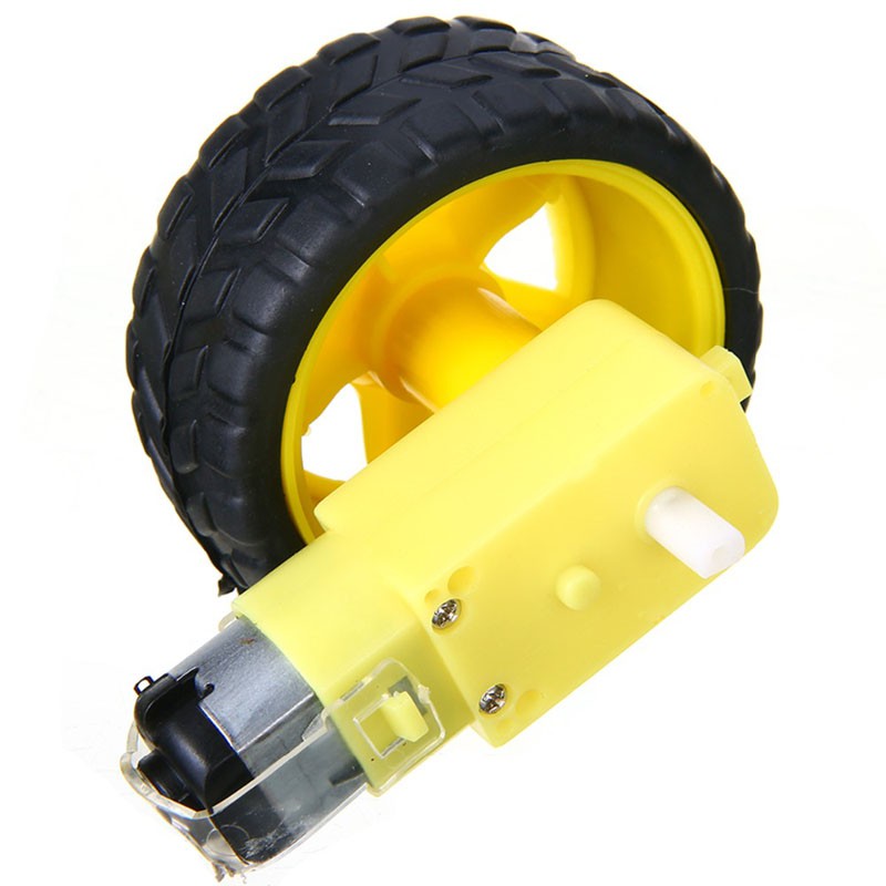 Motor DC Gearbox Gear Box Kuning + Roda Untuk Mobil Smart Car Arduino