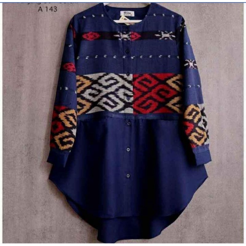 tunik kain tenun lafifah kombinasi katun toyobo