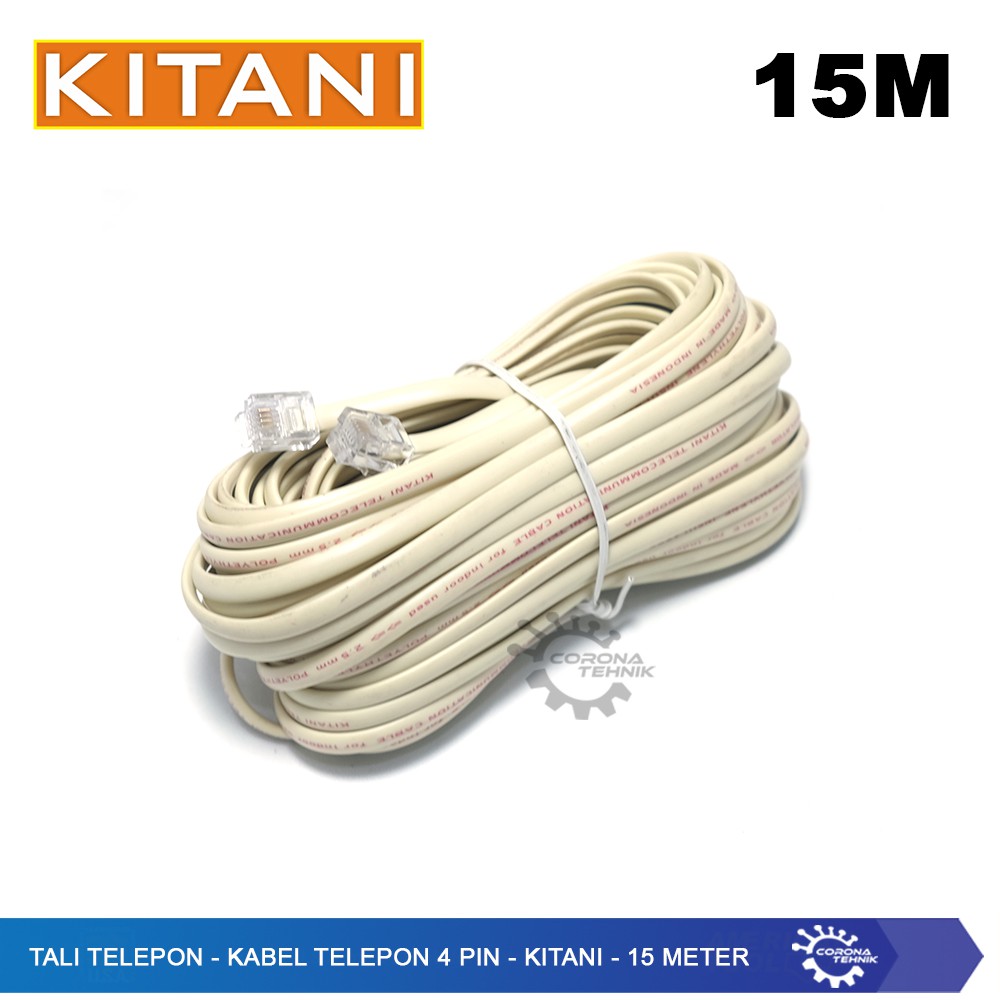 Tali Telepon - Kabel Telepon 4 Pin - KITANI- 15 Meter