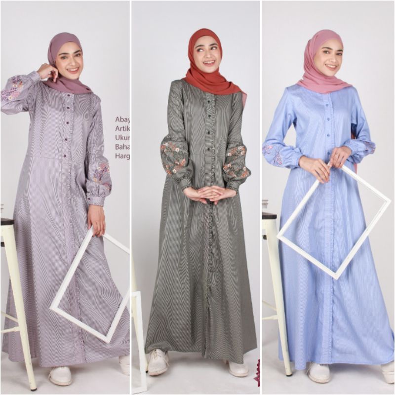 Abaya motif salur black XS S Dannis Collection black hitam XS S A220407 | 220407