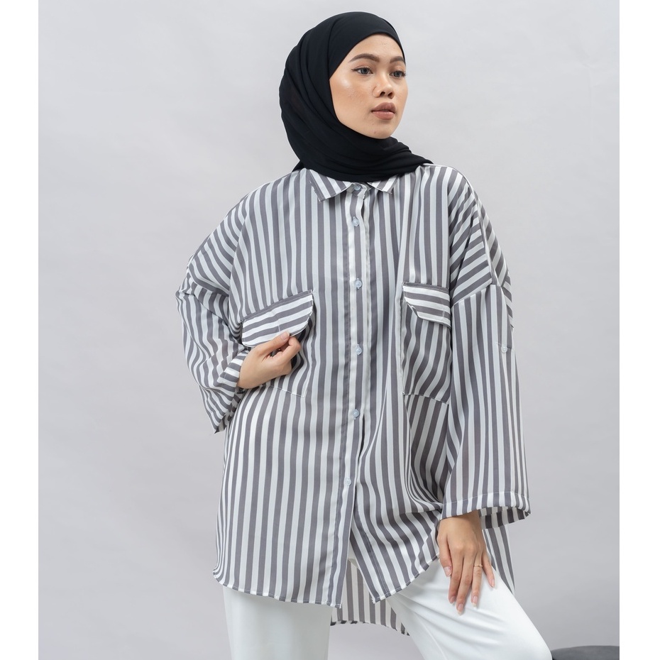 KEMEJA NATHA SALUR PREMIUM WOLFIS SHIRT BTS B383