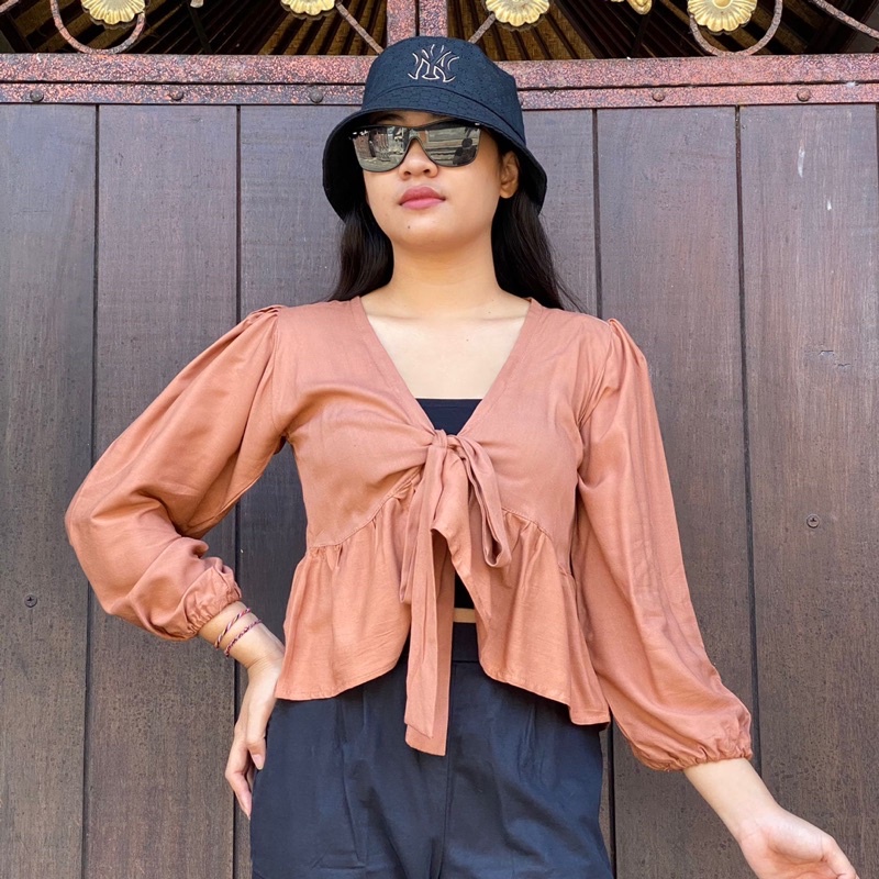 WRAP TOP REMPEL | BLOUSE KEKINIAN | MAXI TOP TANGAN PANJANG