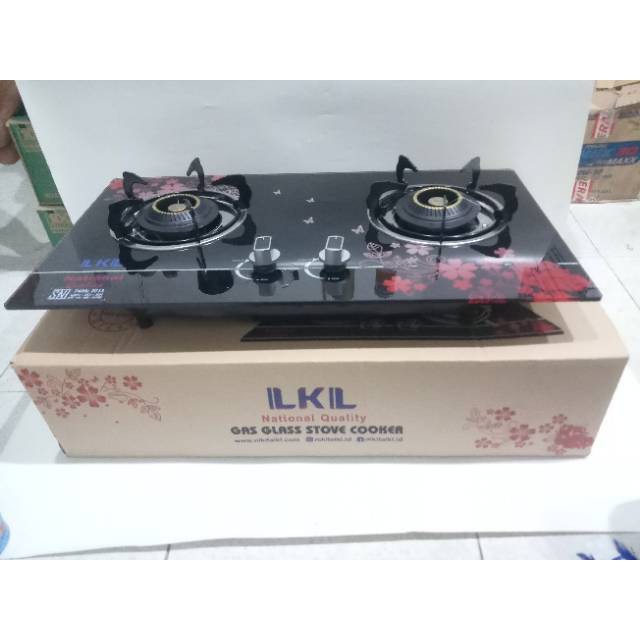 Nasional Kompor Gas Tanam Kaca 2 Tungku LKL Gas Regulator Tahan Panas