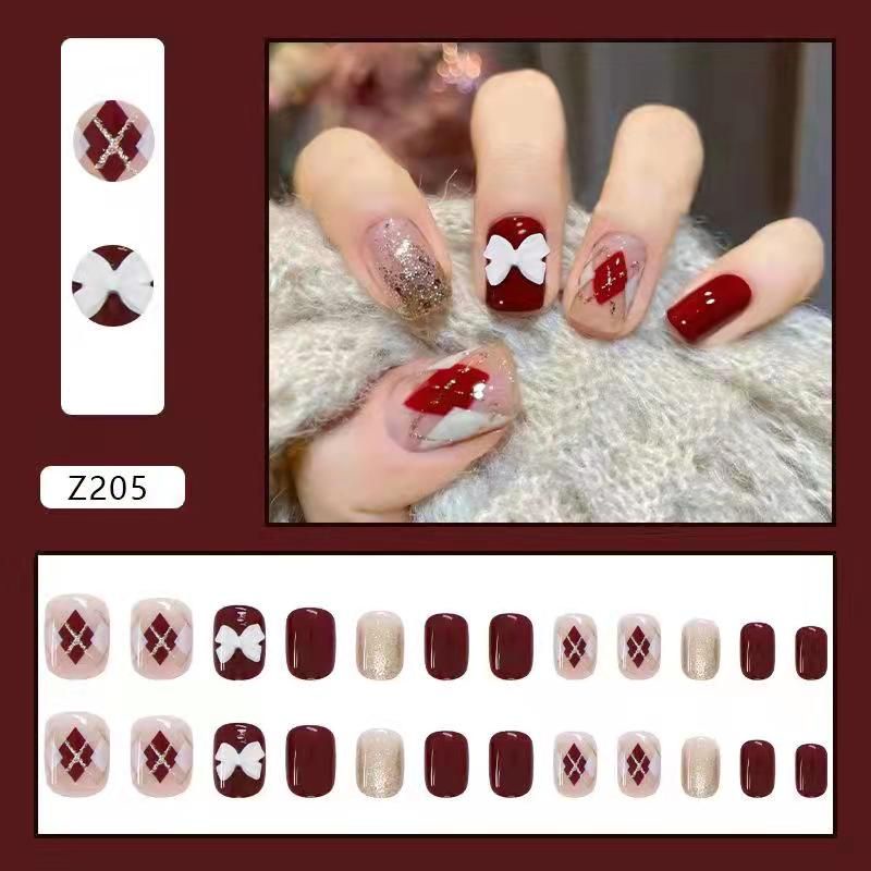 Medan Termurah PREMIUM Satu set kuku palsu cantik 24pcs + lem premium nail art