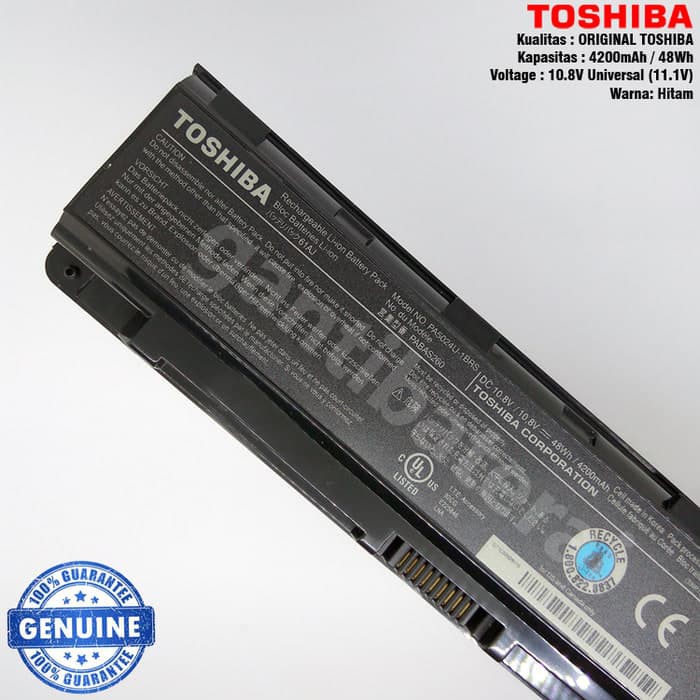 Original Baterai Toshiba L800 L805 L830 L835 L840 L845 L850 PA5024