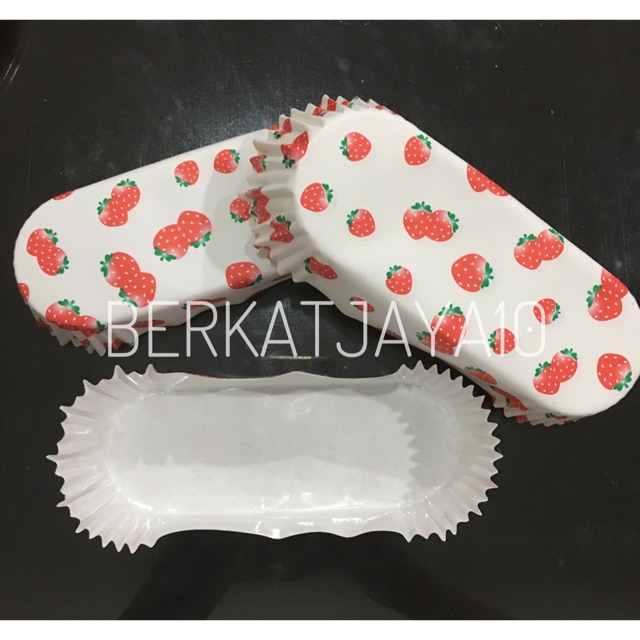 25pcs OVAL Cup cake Cases Alas Roti Laminating motif Strawberry