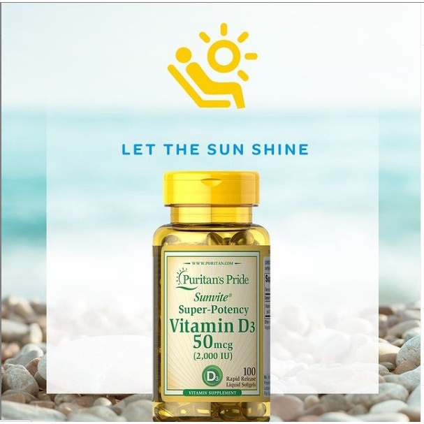 PURITAN’S PRIDE VITAMIN D3 2000 IU (50mcg) SUNVITE SUPER-POTENCY (200 SOFTGEL)