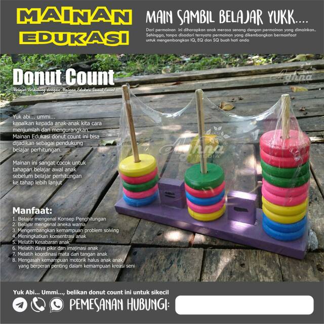 Jual Mainan edukasi anak edukatif donut count balok susun motorik