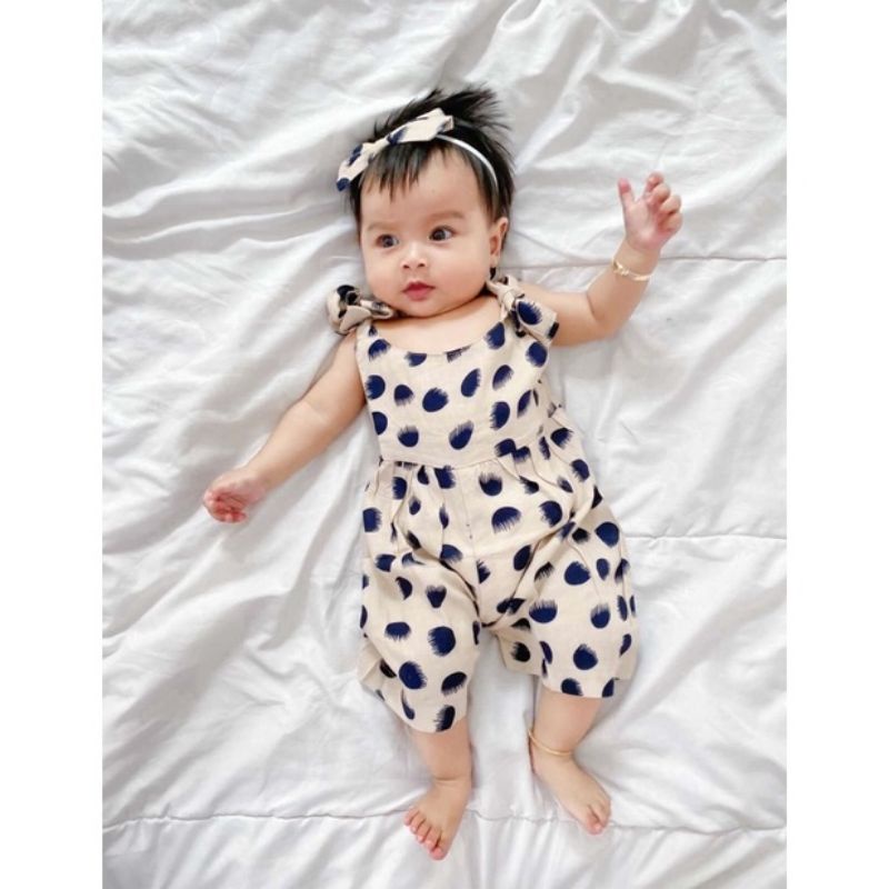 6-18 BLN JUMPSUIT BAYI TALI CHIKA BAJU BAYI PREREMPUAN FREE HEADBAND