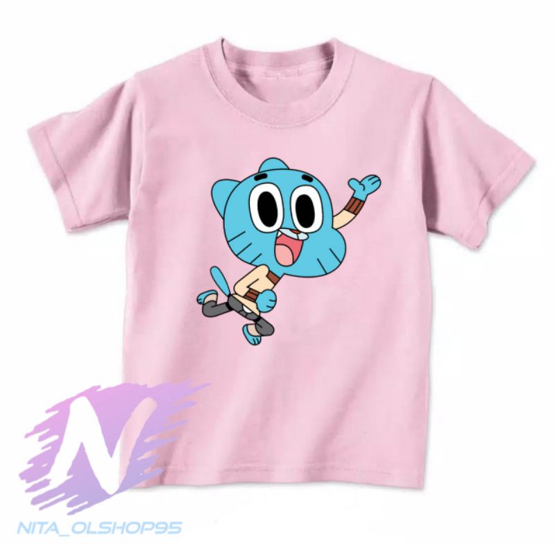 baju kaos anak karakter gumbal the amazing world of gumball