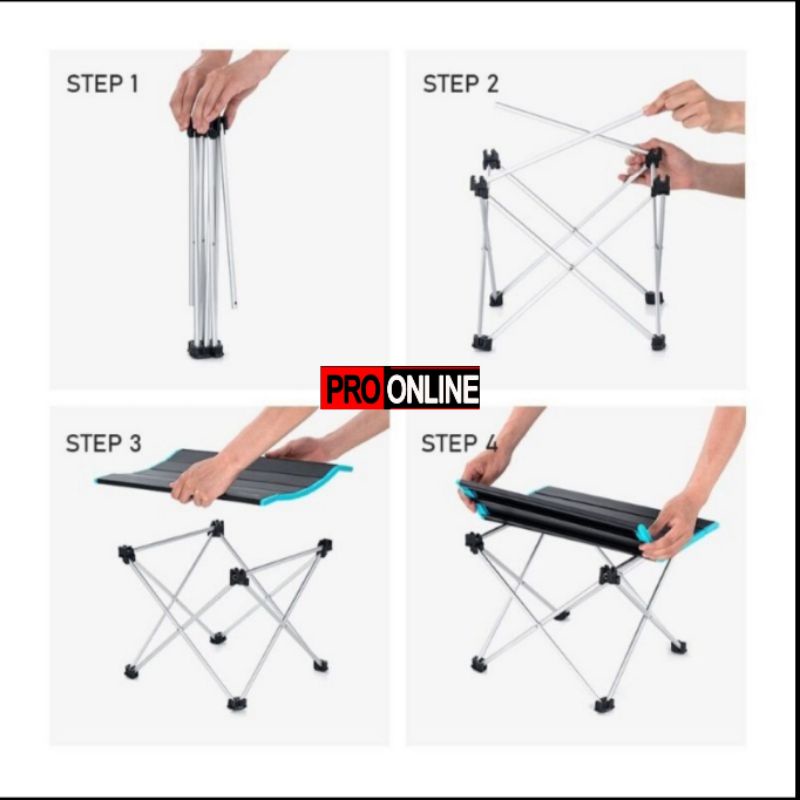 Meja Lipat Portable Camping Oudoor Piknik Foldable Bahan Aluminium / Aloy