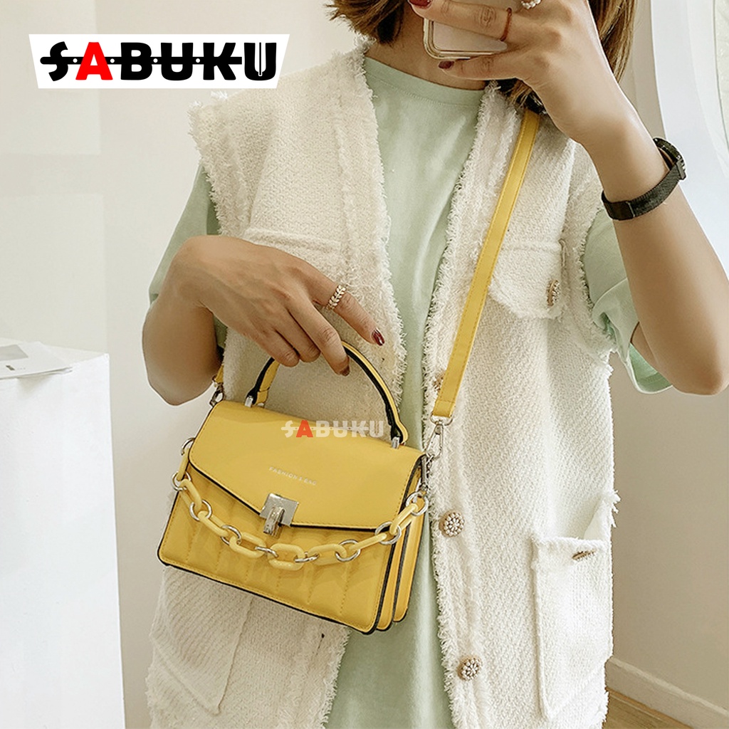 Tas Bahu Rantai Shoulder Bag Hand Bag Wanita Cewek Fashion Elegan Simple Model Terbaru Kulit korea -180