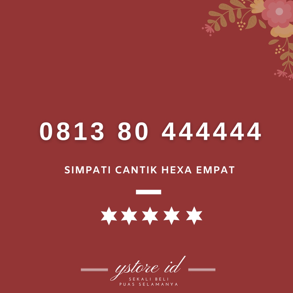 NOMOR CANTIK SIMPATI 444444 KARTU PERDANA TELKOMSEL NOMER BELAKANG EKOR UJUNG 4444 44444