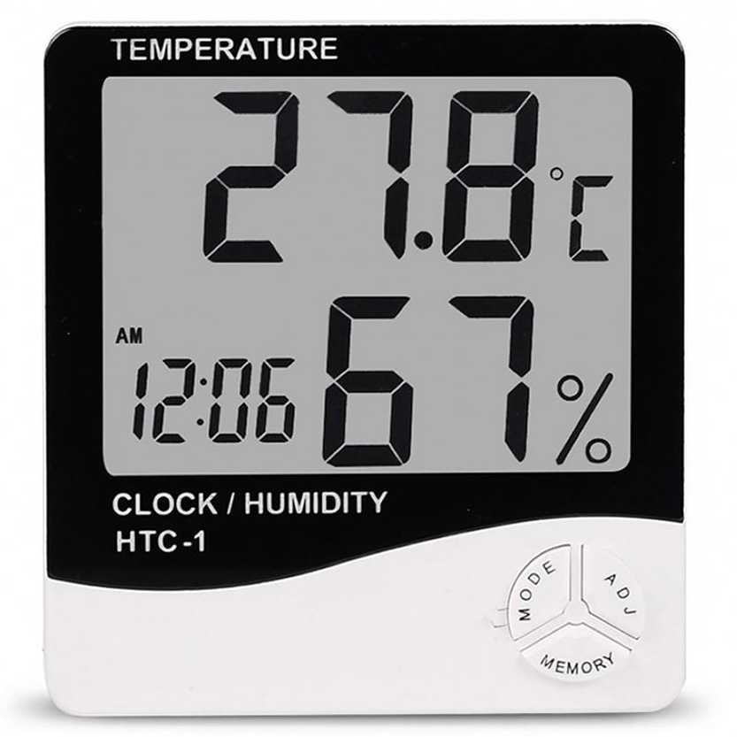 Bayar Ditempat Taffware Digital Temperature Humidity Meter + Clock Calender - HTC-1