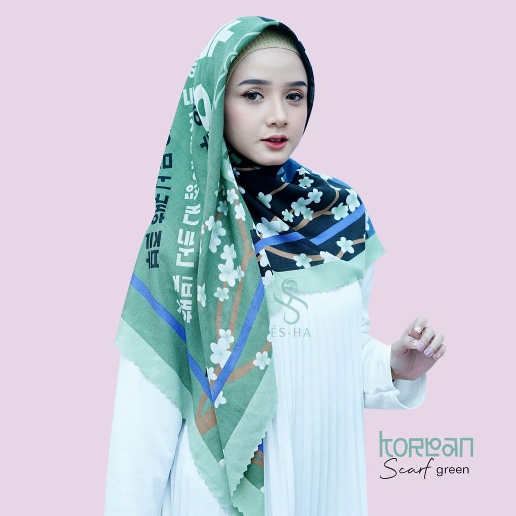 (PART 1) Series Hijab Motif Voal / Segiempat Motif Voal Premium Exclusive-KOREA GREEN