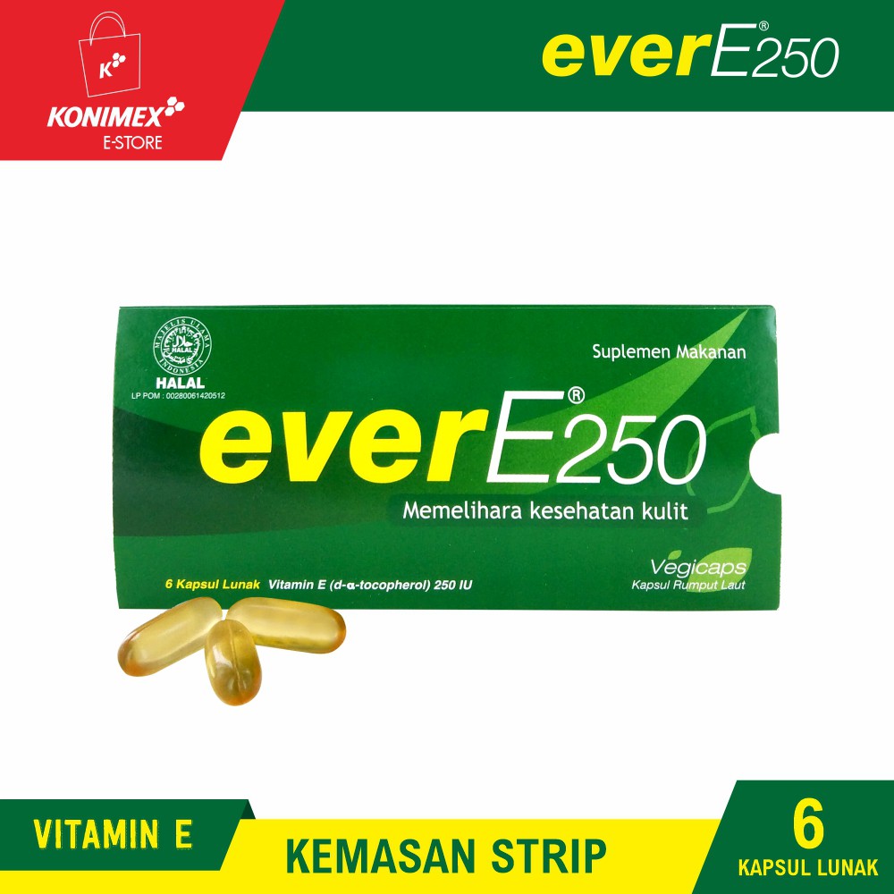 Jual Evere250 Vitamin E Strip Isi 6 Softcapsule Rumput Laut Kulit Sehat Shopee Indonesia 7146