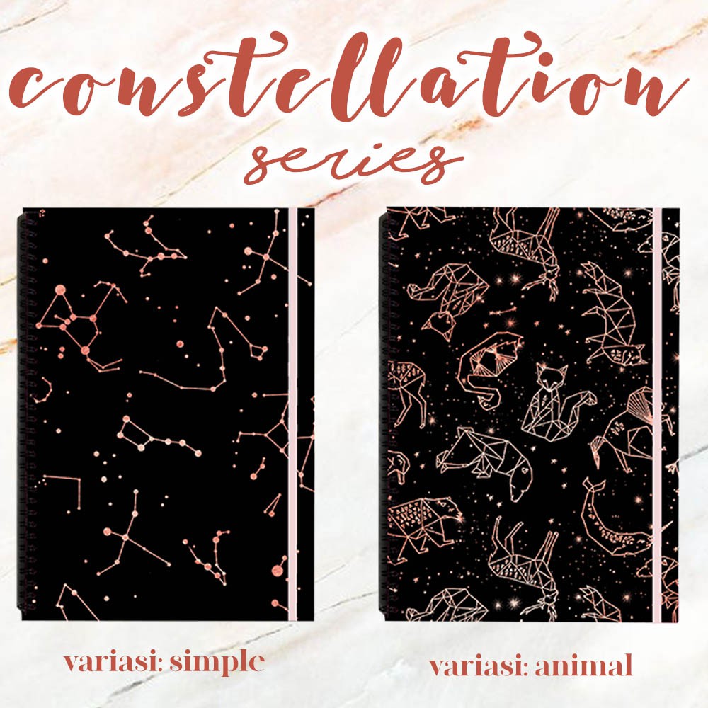 

CONSTELLATIONS Rose Gold Spiral Ruled Notebook Diary Journal Buku Tulis Catatan Sekolah Kuliah