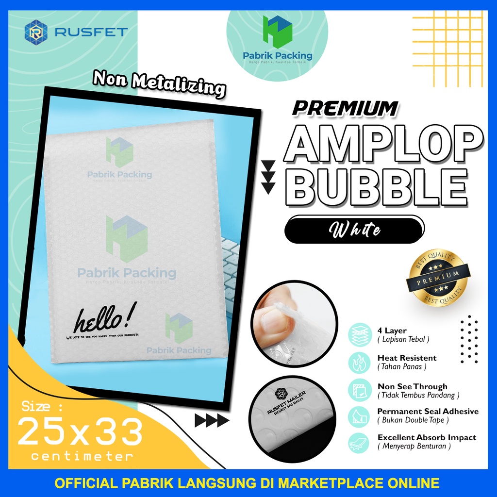 

Amplop Bubble Murah | Bubble Mailler | Polly Bubble Packing Premium White 25x33cm Satuan