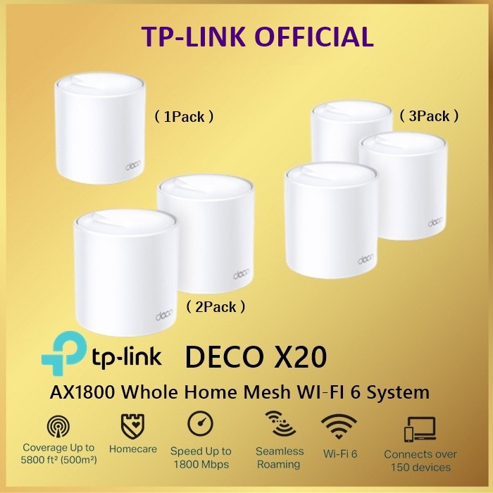 TP-LINK DECO X20 1/2/3 PACK AX1800 Whole Home Mesh Wi-Fi 6 Tplink X 20