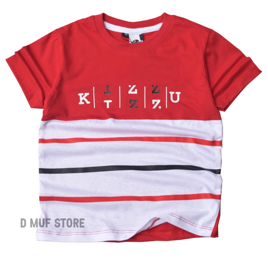 Kizzu Kaos Anak Premium Cotton 30s Usia 1-12 Tahun APG Red White- dmufstore