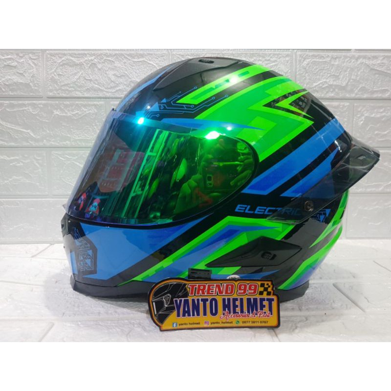 [COD] HELM SNAIL FFS1 ELECTRIC BLUE GREEN MURAH BISA PILIH VISOR