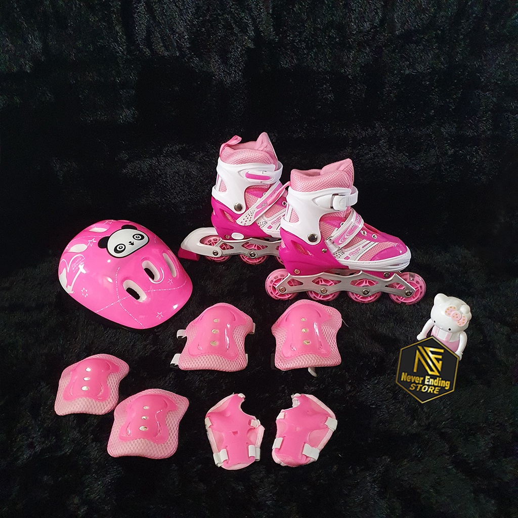 Sepatu Roda Anak Fullset Lengkap atau Inline Skates Sepaturoda dengan Pengaman Helm dan Dekker