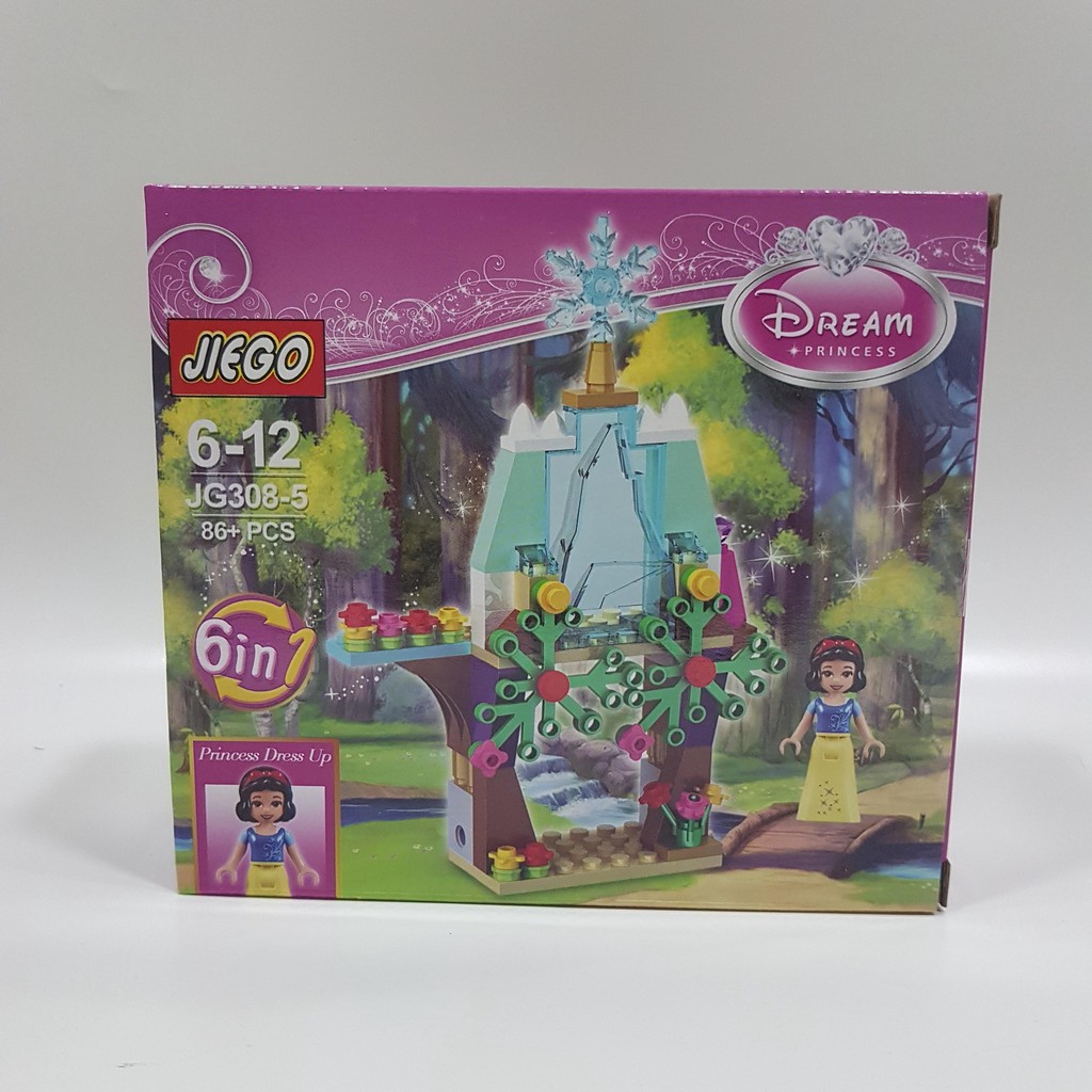 Mainan Rakit Blok Bentuk Kastil Princess Disney Snow White Jiego 6in1