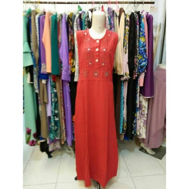 Gamis kutung jeans / maxi jeans kuting / jeans bordir