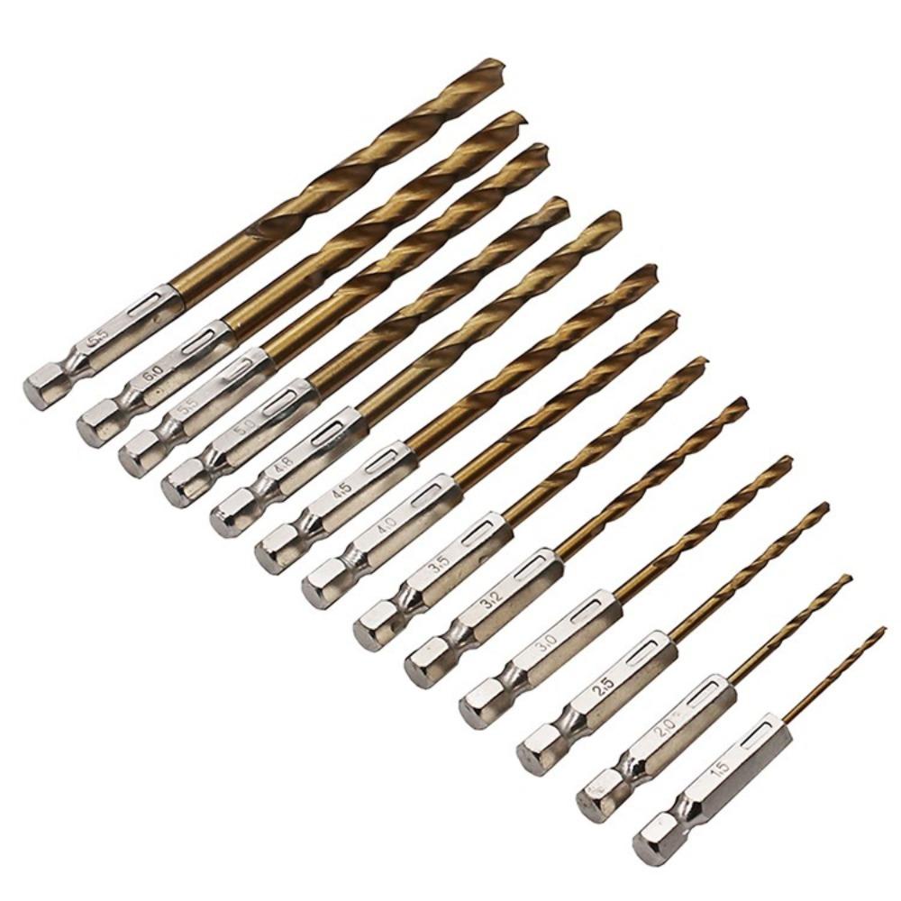 Populer 13Pcs Hexagonal Shank Drill 1.5-6.5mm Kepala Obeng Listrik Electric Screwdriver HSS